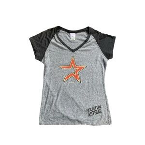 MLB Houston Astros Gray and Black V-Neck Tee